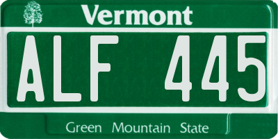 VT license plate ALF445