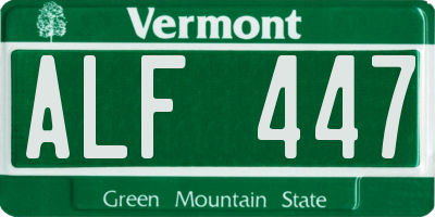 VT license plate ALF447