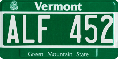 VT license plate ALF452