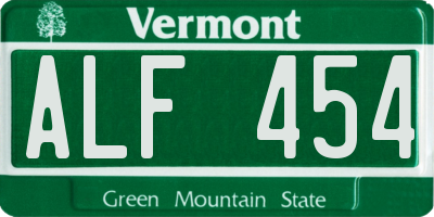 VT license plate ALF454