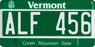VT license plate ALF456