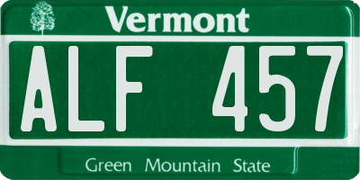 VT license plate ALF457