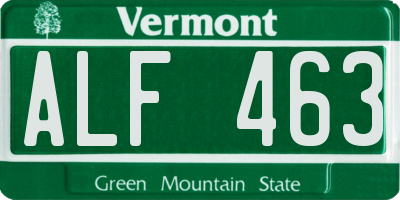 VT license plate ALF463