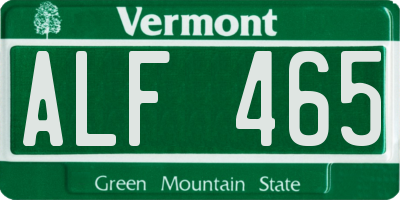 VT license plate ALF465