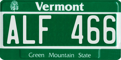 VT license plate ALF466