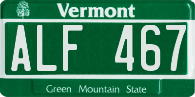 VT license plate ALF467