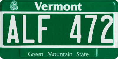 VT license plate ALF472