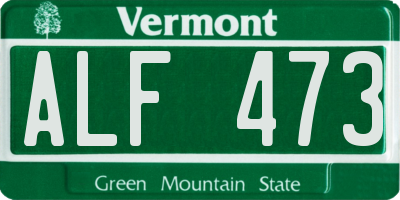 VT license plate ALF473