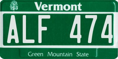 VT license plate ALF474