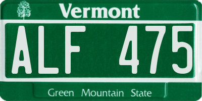 VT license plate ALF475