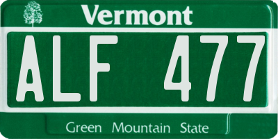 VT license plate ALF477