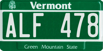 VT license plate ALF478