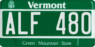 VT license plate ALF480