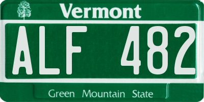 VT license plate ALF482