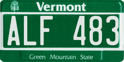 VT license plate ALF483