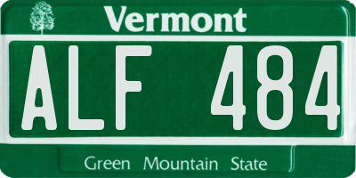 VT license plate ALF484
