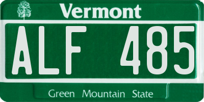 VT license plate ALF485