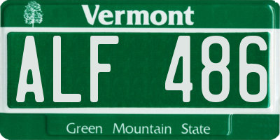 VT license plate ALF486