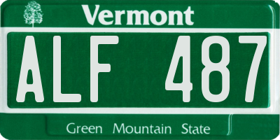 VT license plate ALF487