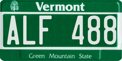 VT license plate ALF488
