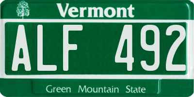 VT license plate ALF492