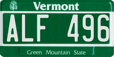VT license plate ALF496