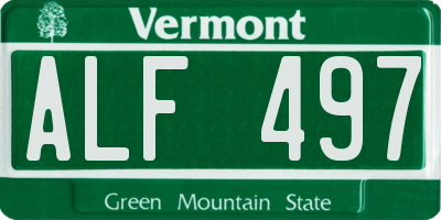 VT license plate ALF497
