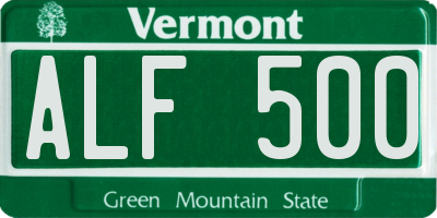 VT license plate ALF500