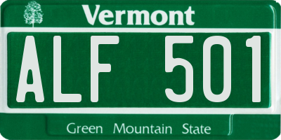 VT license plate ALF501