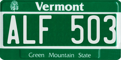 VT license plate ALF503