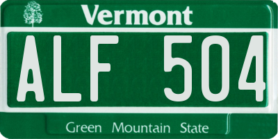 VT license plate ALF504