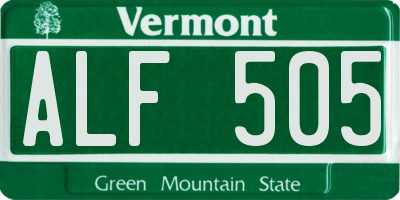 VT license plate ALF505