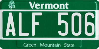 VT license plate ALF506