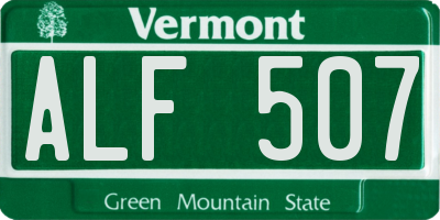 VT license plate ALF507