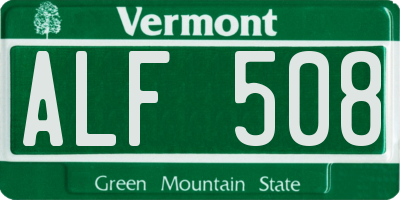 VT license plate ALF508