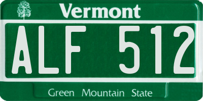 VT license plate ALF512