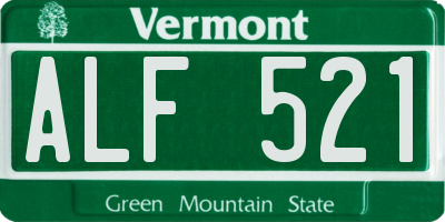 VT license plate ALF521