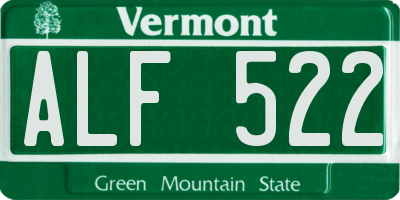 VT license plate ALF522