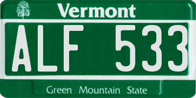 VT license plate ALF533