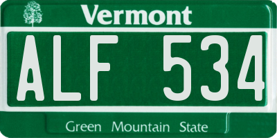 VT license plate ALF534