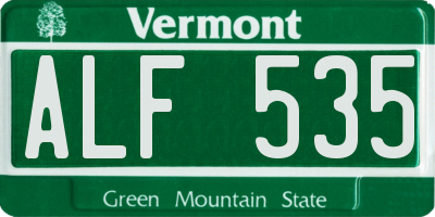 VT license plate ALF535