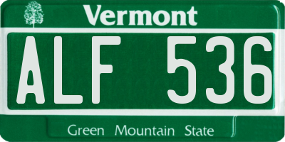 VT license plate ALF536