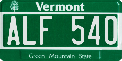 VT license plate ALF540