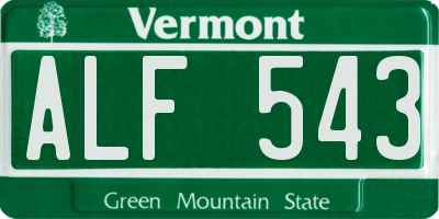 VT license plate ALF543