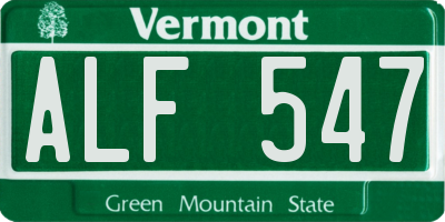VT license plate ALF547