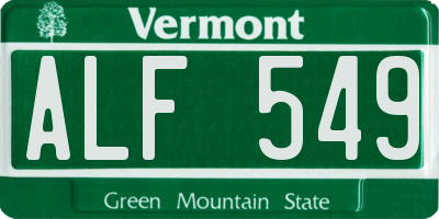 VT license plate ALF549