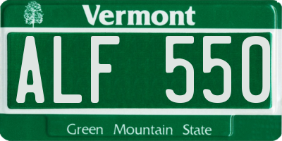 VT license plate ALF550