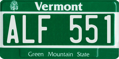 VT license plate ALF551