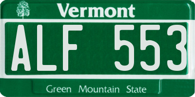 VT license plate ALF553