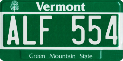 VT license plate ALF554